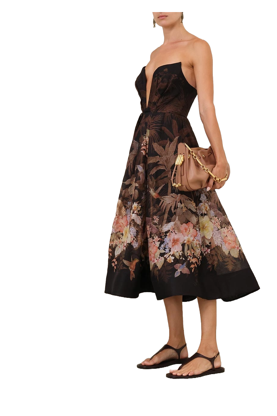 【Zimmermann】Illuminate linen and silk midi dress ZIMMERMANN Illuminate Draped linen and silk midi dress
